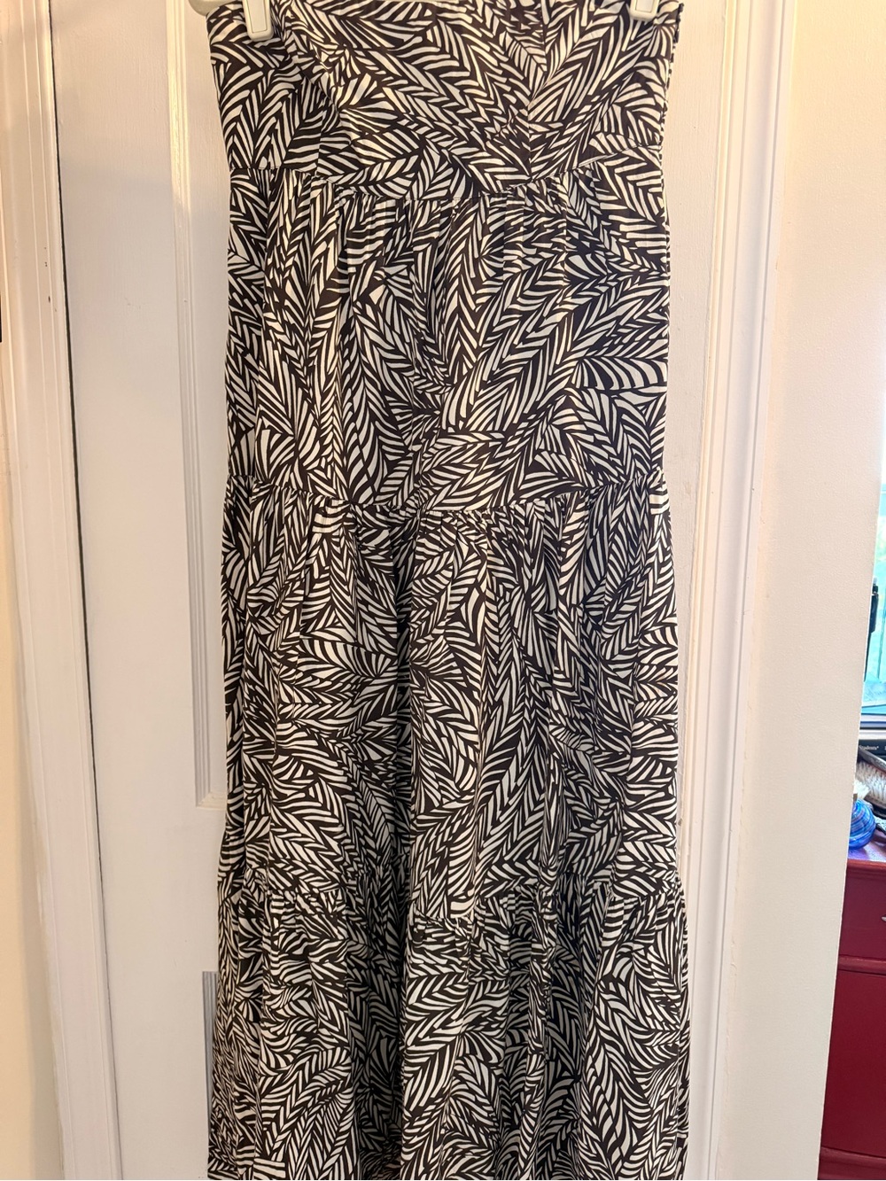Banana Republic brown and cream Leaf-Print Maxi dress